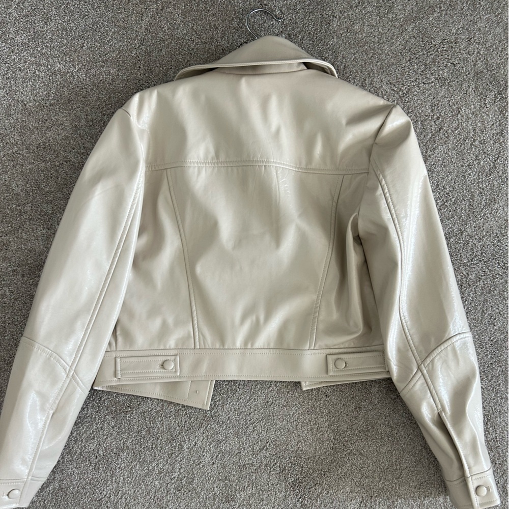 7 For All Mankind Cream Faux Leather Jacket - S - NWT - Picture 3 of 4